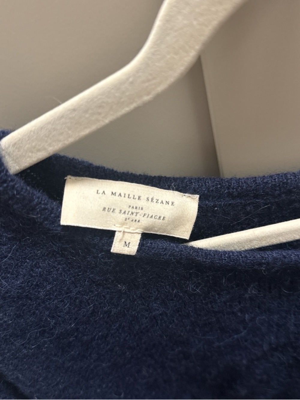 Sezane Navy Fuzzy Button-Front Cardigan - Picture 3 of 3